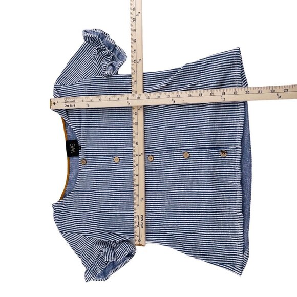 Blue & White Striped Button-Up Top W5 Womens S - Picture 4 of 6